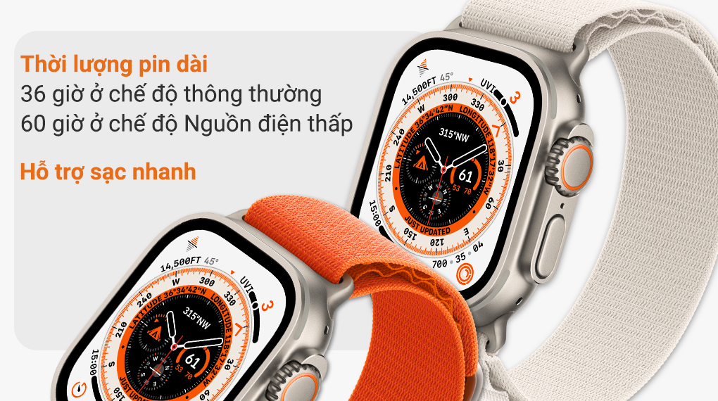 Apple Watch Ultra LTE 49mm dây Alpine size M - Thời lượng pin